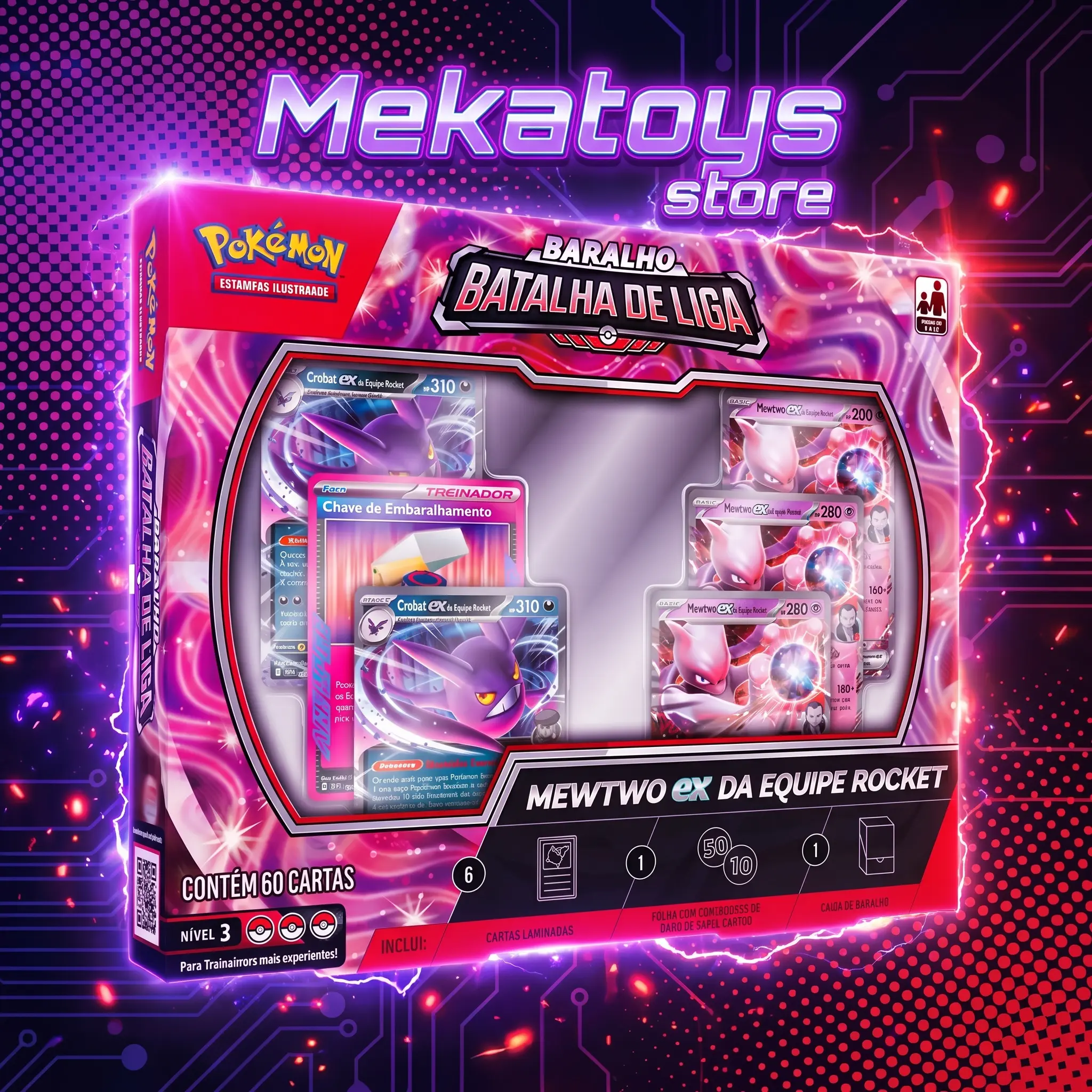 Baralho Batalha de Liga - Mewtwo ex da Equipe Rocket