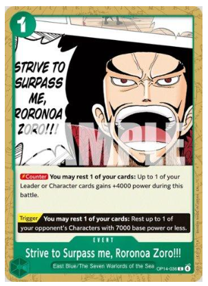 Strive to Surpass me, Roronoa Zoro!!! (OP14-036)